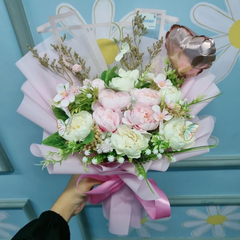 Bouquet Bunga Artificial | Bucket Bunga Mawar Palsu