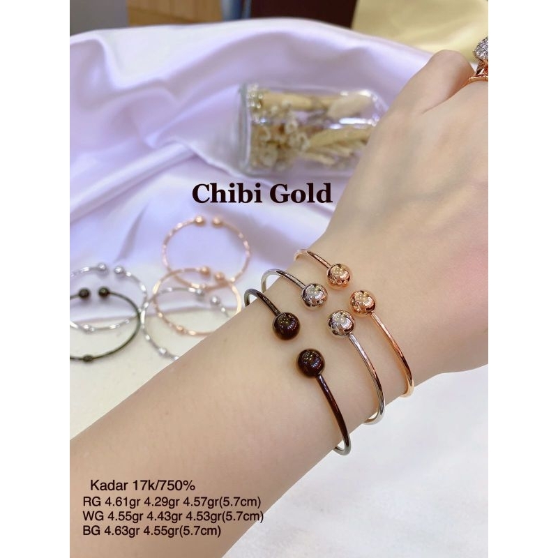 CHIBIGOLD - gelang Bangle DR tinju emas asli 750 kadar 17k