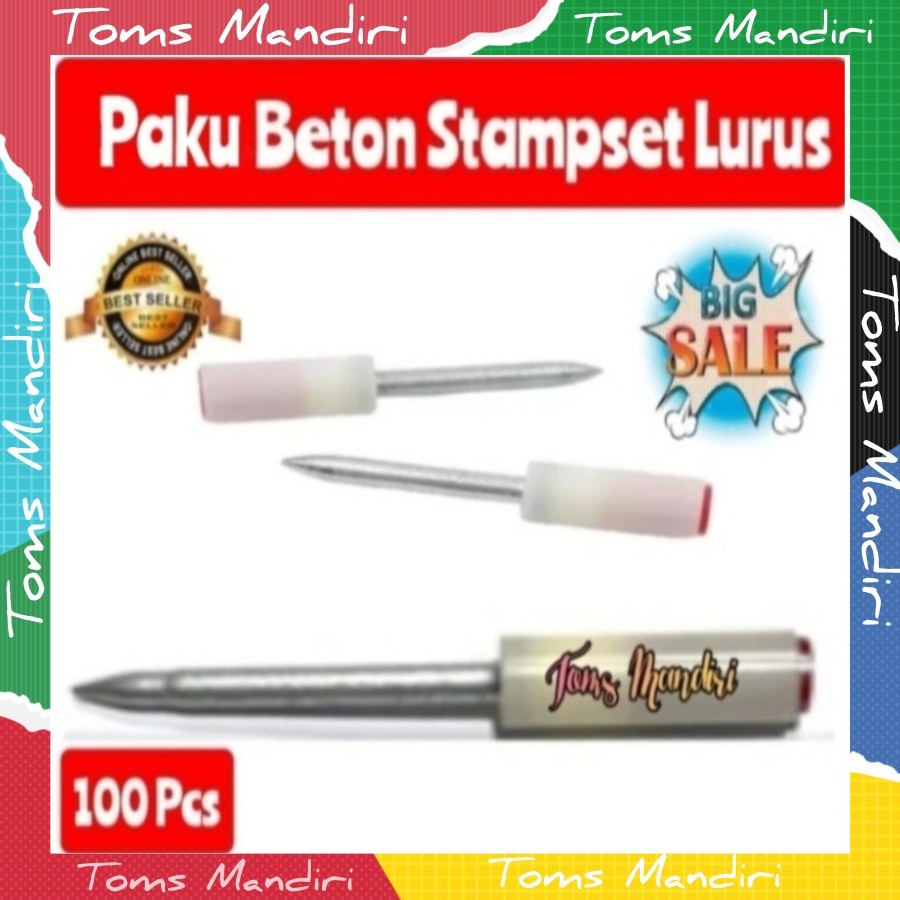 Paku Stampset Ramset Mesiu Paku Beton Ledak Lurus Per 100 Pcs