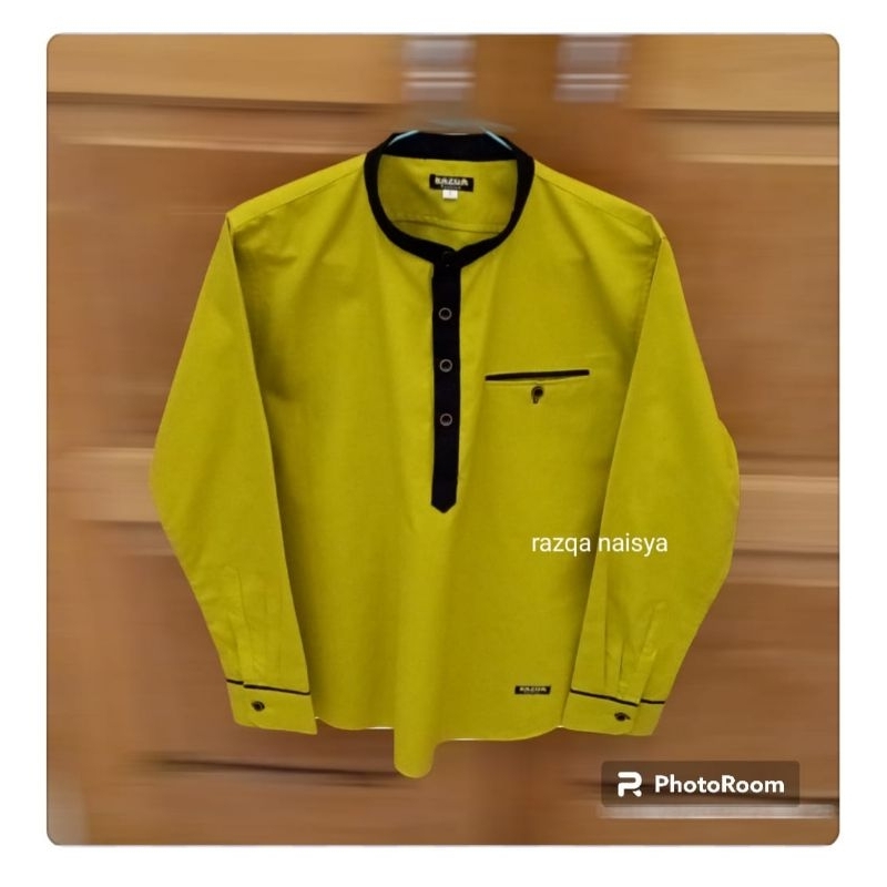 Kemko Pria warna Lime Kombinasi panjang / Kemeja koko Pria terbaru
