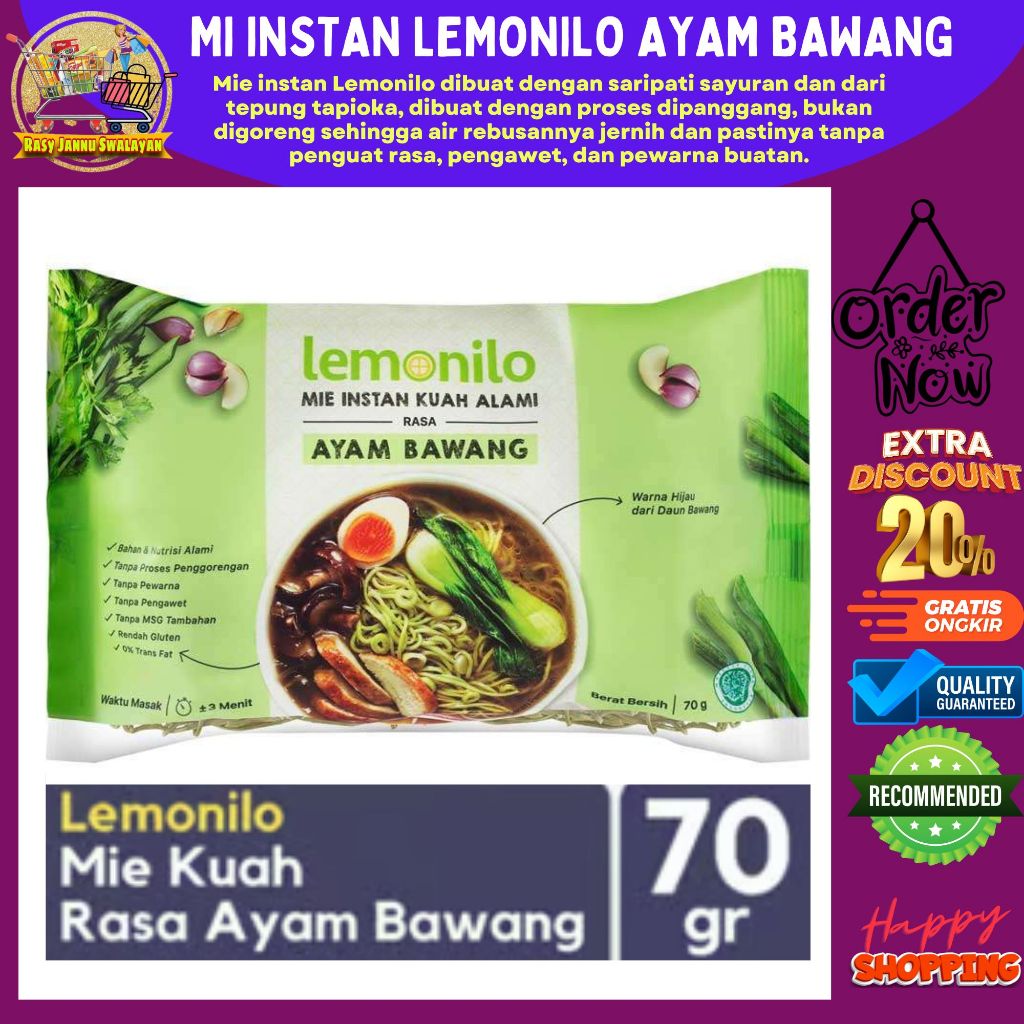 

Lemonilo Mie Goreng Instant/ Mie Instan/ Mie Sehat/ 70gr