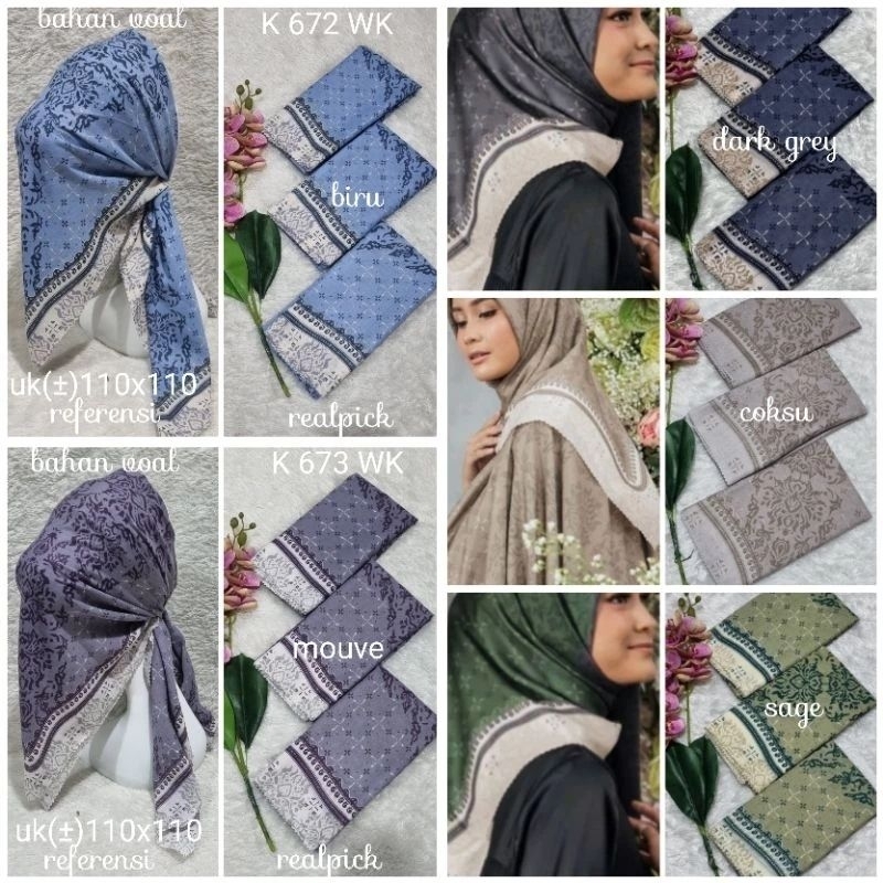 Kerudung Segiempat Denai Voal Motif Premium Terbaru