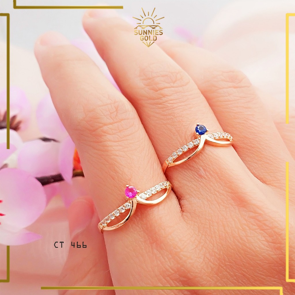 CINCIN WANITA EMAS ASLI KADAR 300 & 375 MODEL KASUAL MINIMALIS MEWAH ELEGAN MATA SWAROVSKI  CT 466