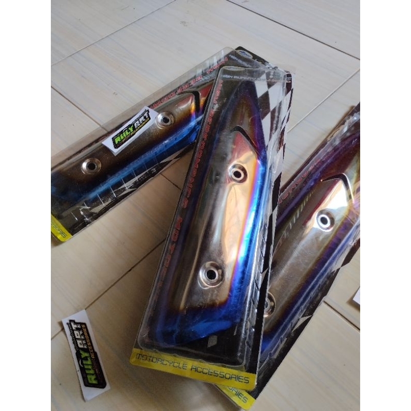 Tameng knalpot supra x 125 helm in twotone blue crom