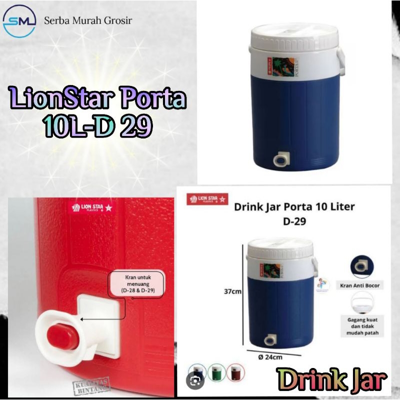 Tempat Air/Dispenser Air/Tempat Minum/Water Jug Dispenser/Drink Jar LionStar Porta 10L