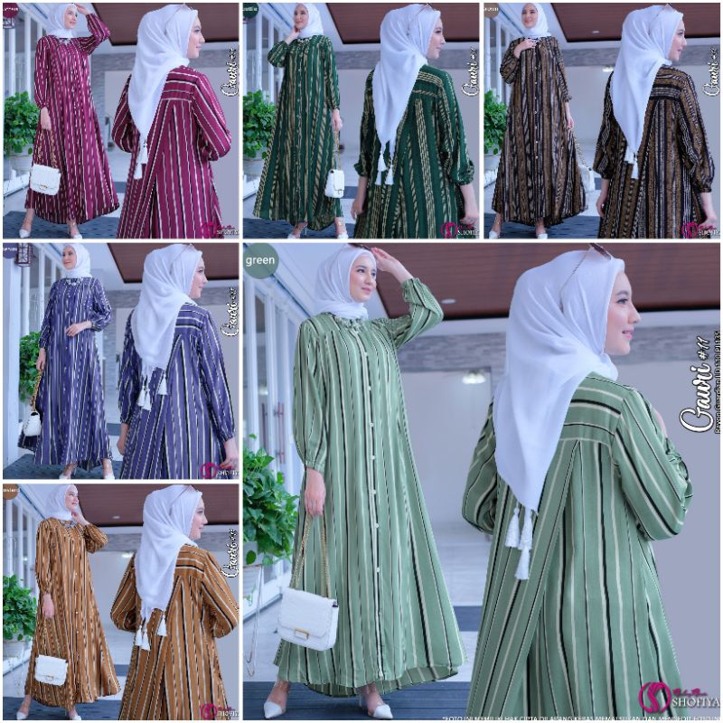 DRESS GAURI SERIES Original GGS By Shofiya Gamis Busui Longdress Maxi Katun Rayon Premium Polos Stri