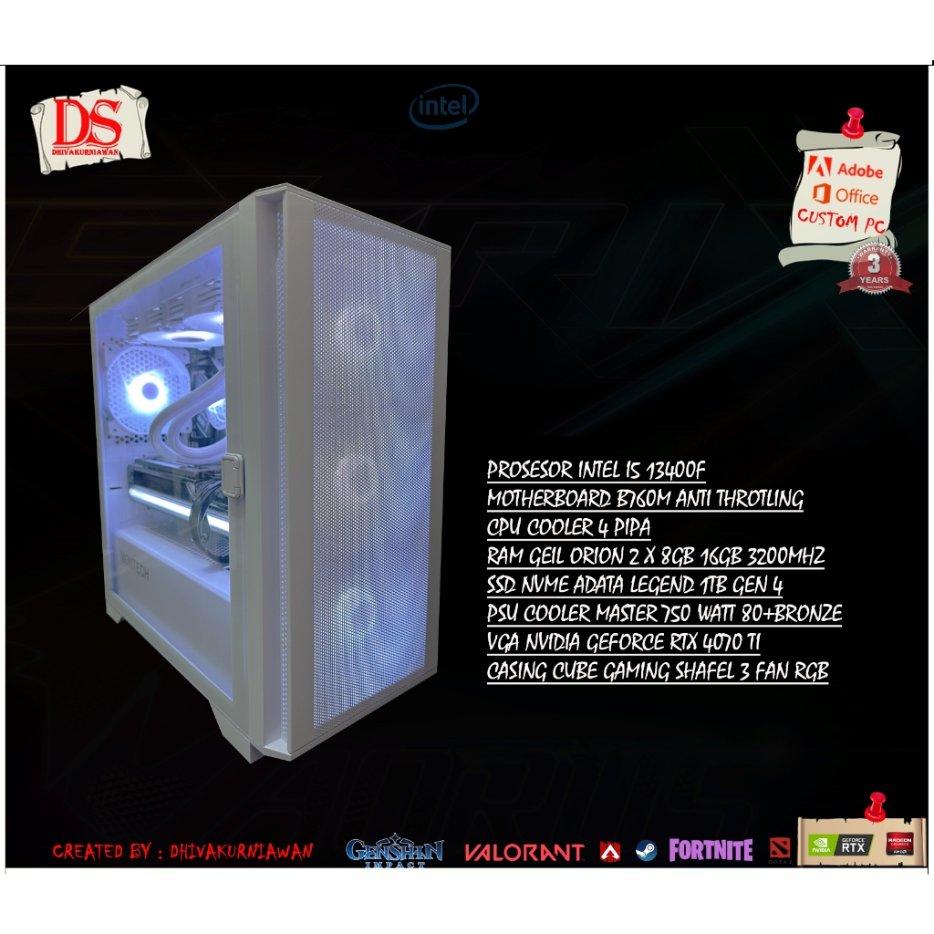 PC RAKITAN GAMING INTEL I5 13400F VGA RTX 4070 Ti