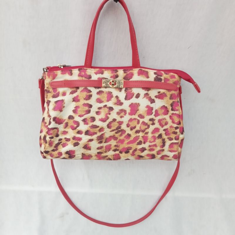 Tas Sling Selempang Fashion Slempang Wanita Leopard Pink Preloved