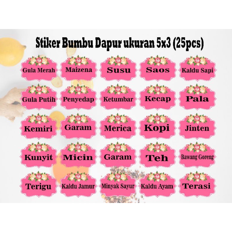 

Stiker Bumbu Dapur Transparan Isi 25 stiker