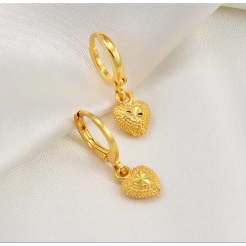 ANTING WANITA DEWASA BERLAPIS EMAS MUDA 24 K MOTIF JURAY LOVE