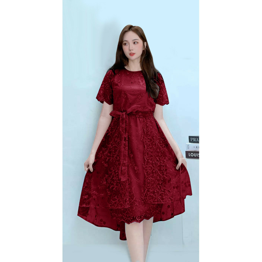 Dreaa Selutut Kondangan Casual Pakian Natal Cewe Mewah Elegan Dres Remaja Dreaa Perempuan Dris Gerej