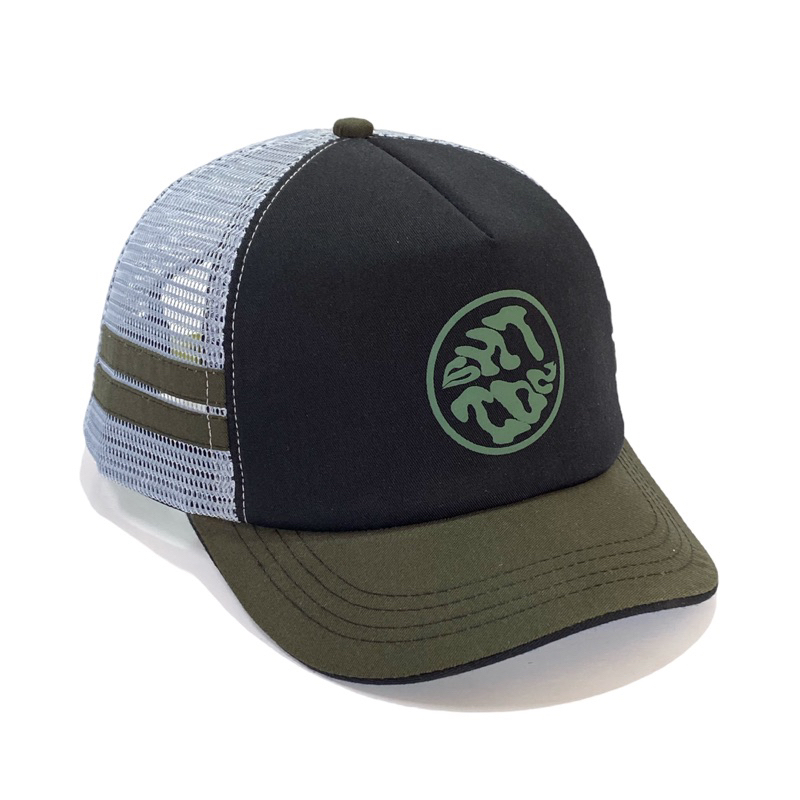 Caps Visor Pendek Topi Trucker Visor Pendek Pria - Caps Jala Korea Hijau dengan Visor Pendek Topi Tr