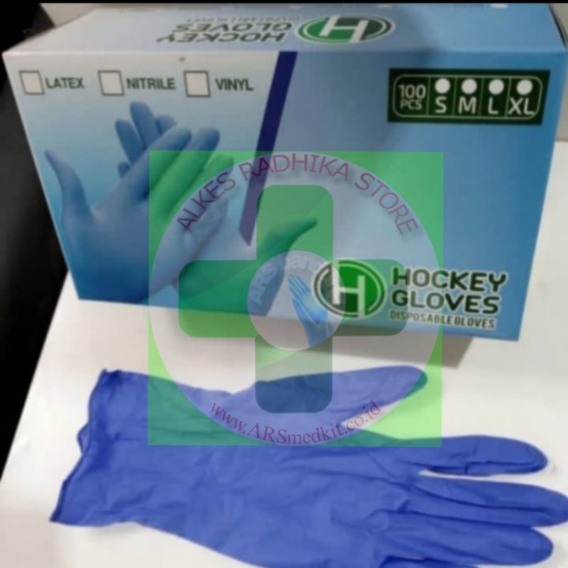 sarung tangan NITRILE HOCKEY GLOVES free powder isi 100pcs