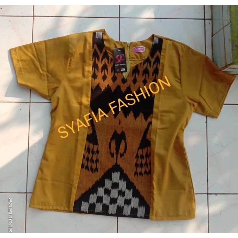 blus tenun kombinasi toyobo halus atasan kantor