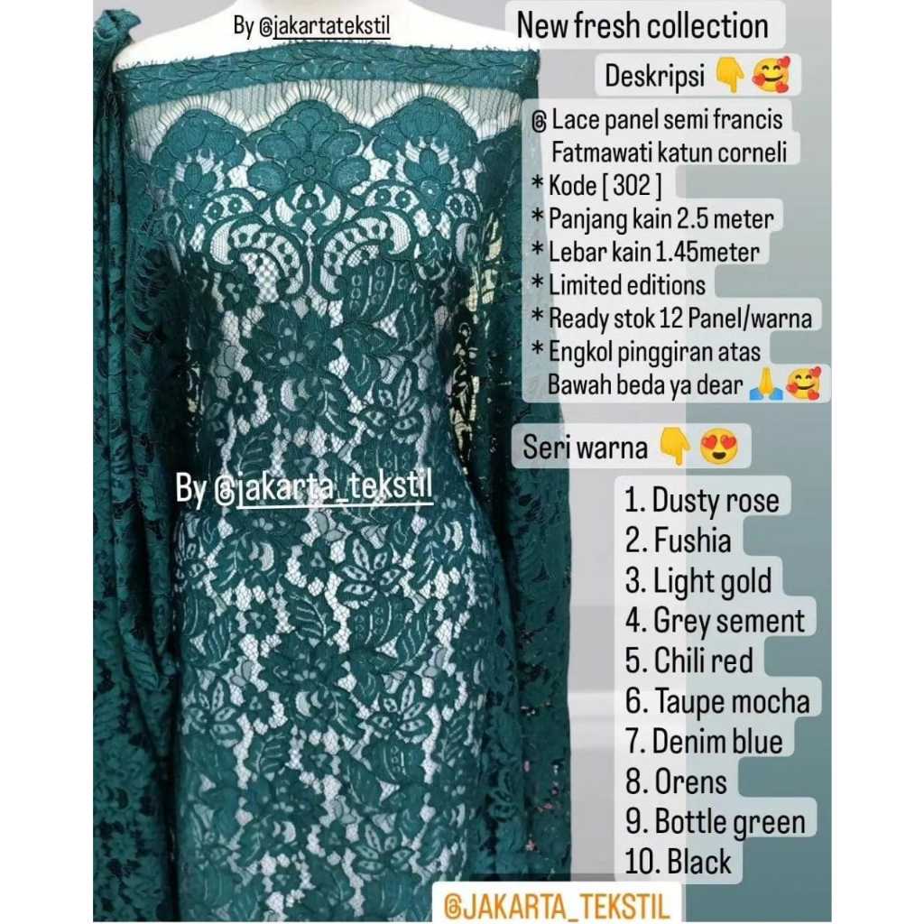 [ 302 ] Bakal Kain Kebaya Brukat Brokat Lace Panel Semi francis katun fatmawati corneli