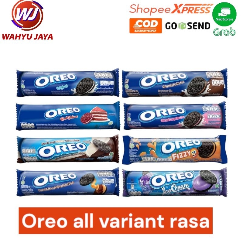 

Oreo all variant rasa,ice cream,original,double stuf,red Velvet,chocolate creme 119.6gram