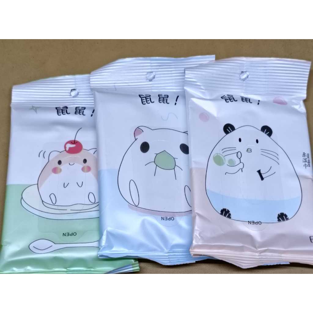 TISSUE BASAH KARAKTER HAMSTER TISSUE BASAH MINI/TISSUE BASAH MINI EKONOMIS NON ALKOHOL