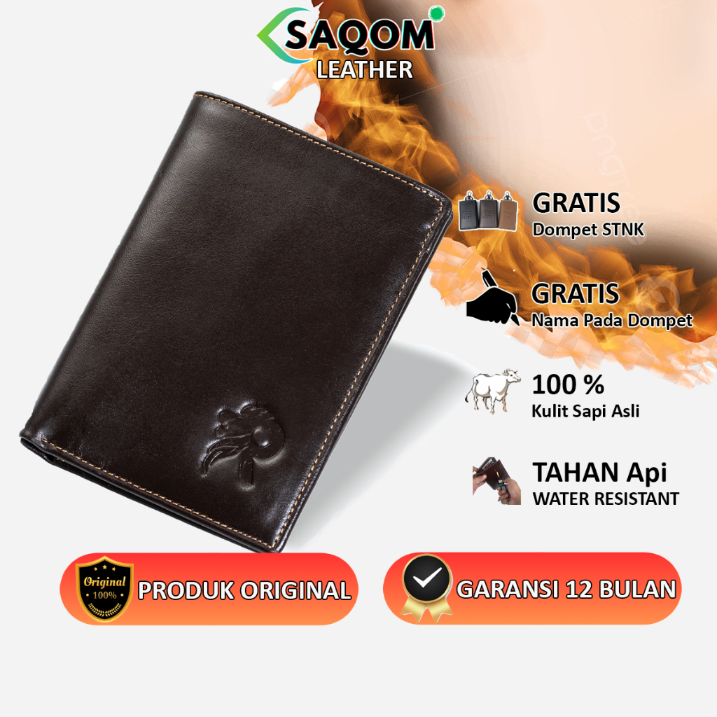 SAQOM LEATHER Dompet Pria Men Wallet Leather Kulit Sapi Original - Coklat Crocodile 883 Reven Ranger