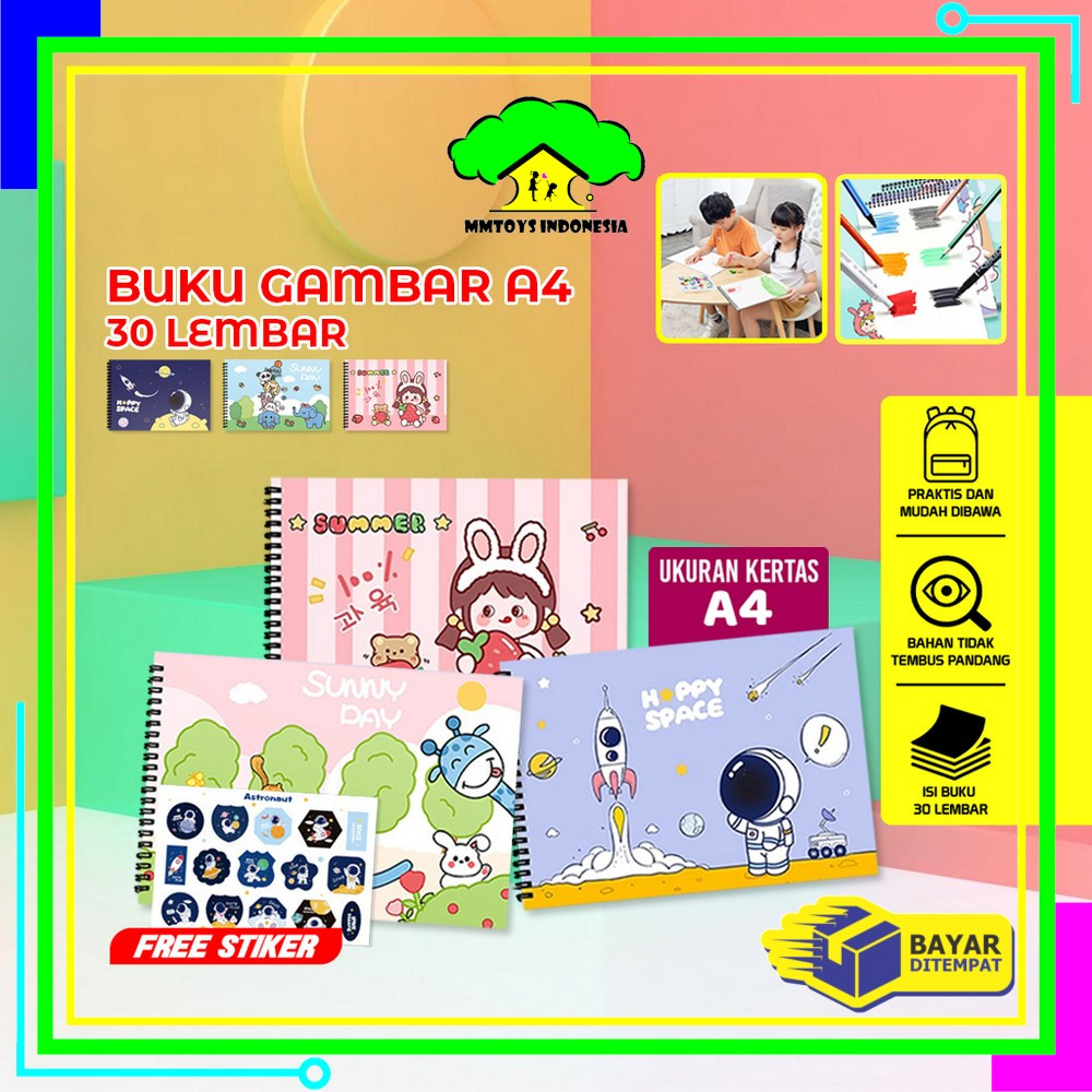 

MI-A62 Buku Gambar A4 30 Lembar Drawing Book Buku Mewarnai Anak Balita Painting Book / Buku Menggambar Buku Sketsa Gambar Lukis