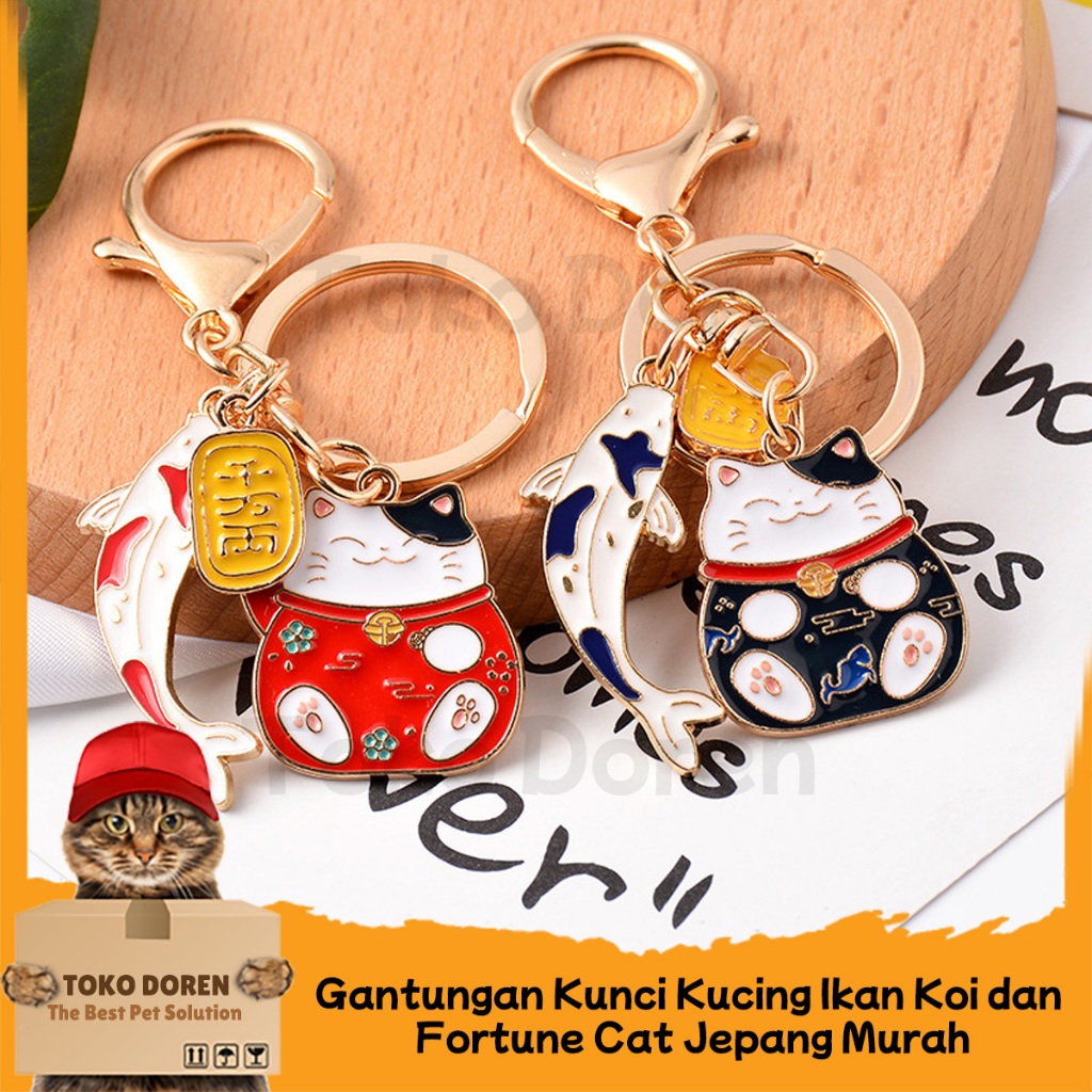 Gantungan kunci kucing ikan koi dan fortune cat jepang murah