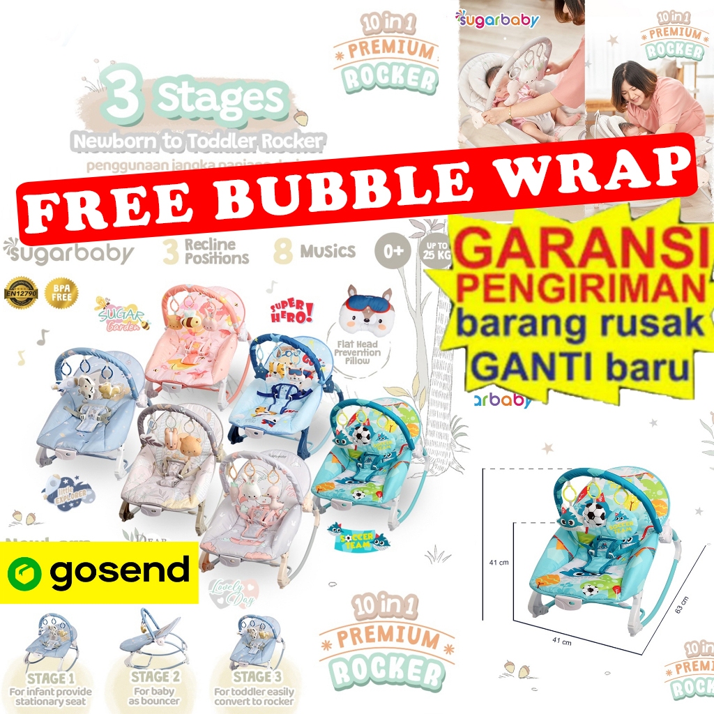 READY BOUNCER PIANO NO SUGAR BABY SUGARBABY BOUNCER DELUXE 1 RECLINE 3RECLINE TEMPAT TIDUR GETAR MUS