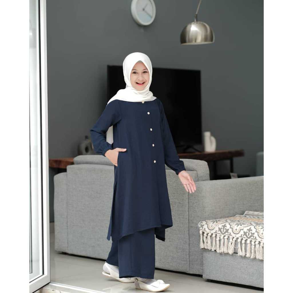 Muslimah Fashion Aruna One Set Kids Setelan Anak Tunik Plus Kulot Umur 7 8 9 10 11 12 13 14 15 Tahun