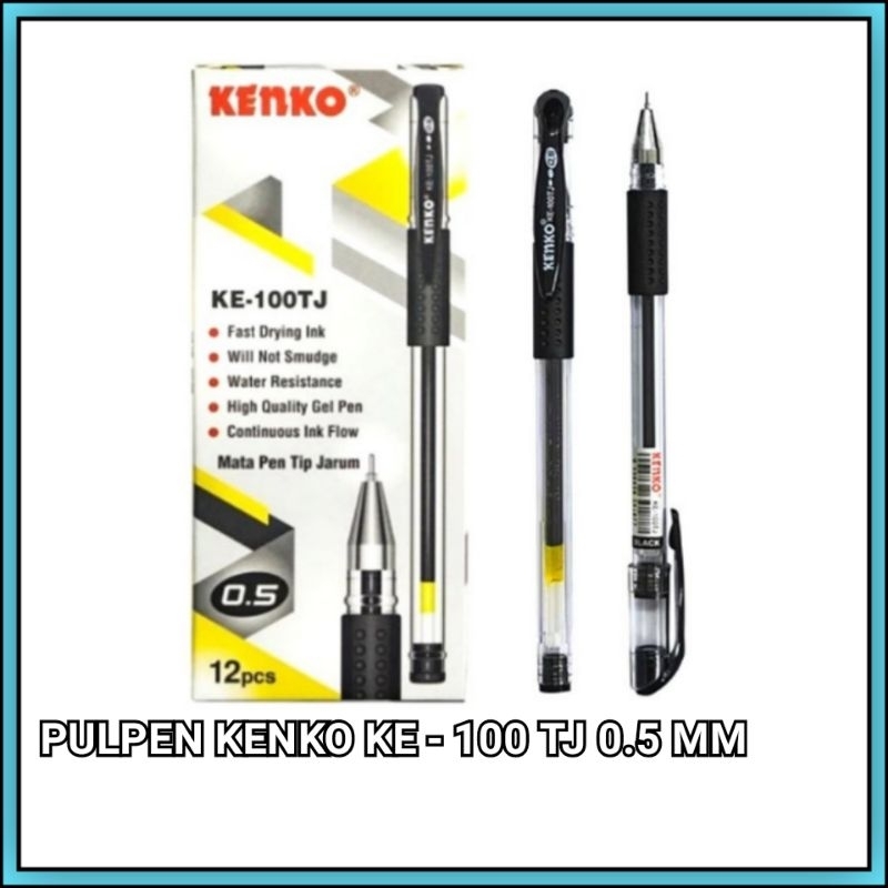 

1 Pak Pulpen Gel Kenko Ke 100 Tj Hitam 0.5 Mm Isi 12 Pcs