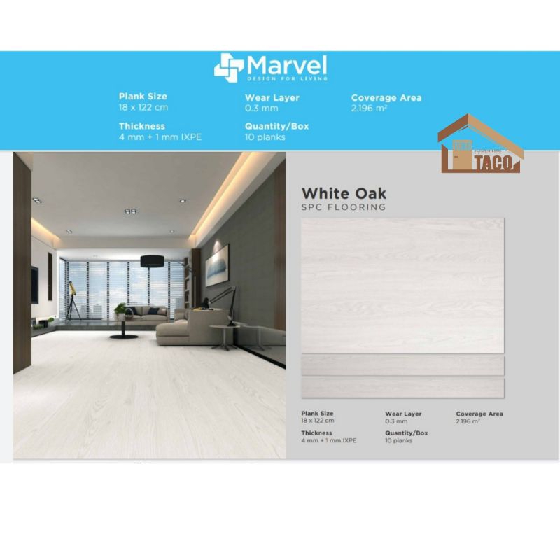 spc marvel white oak lantai untuk kantor plus ixpe 5mm/box