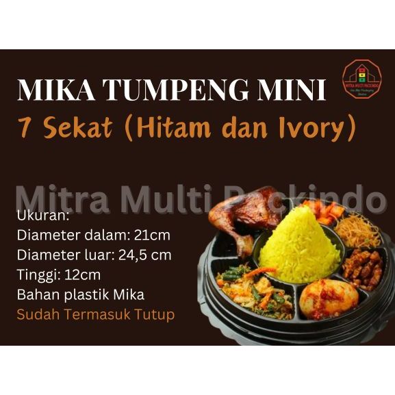 Mika Tumpeng Mini Sekat 7 isi 10 HItam/Ivory | Mika CT-20 Sekat |Tempat Nasi Tumpeng Mini