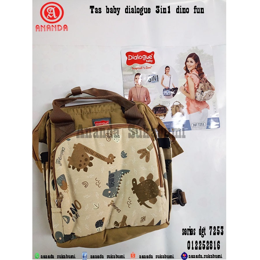 tas baby dialogue 3in1 dino fun series dgt 7253 kecil