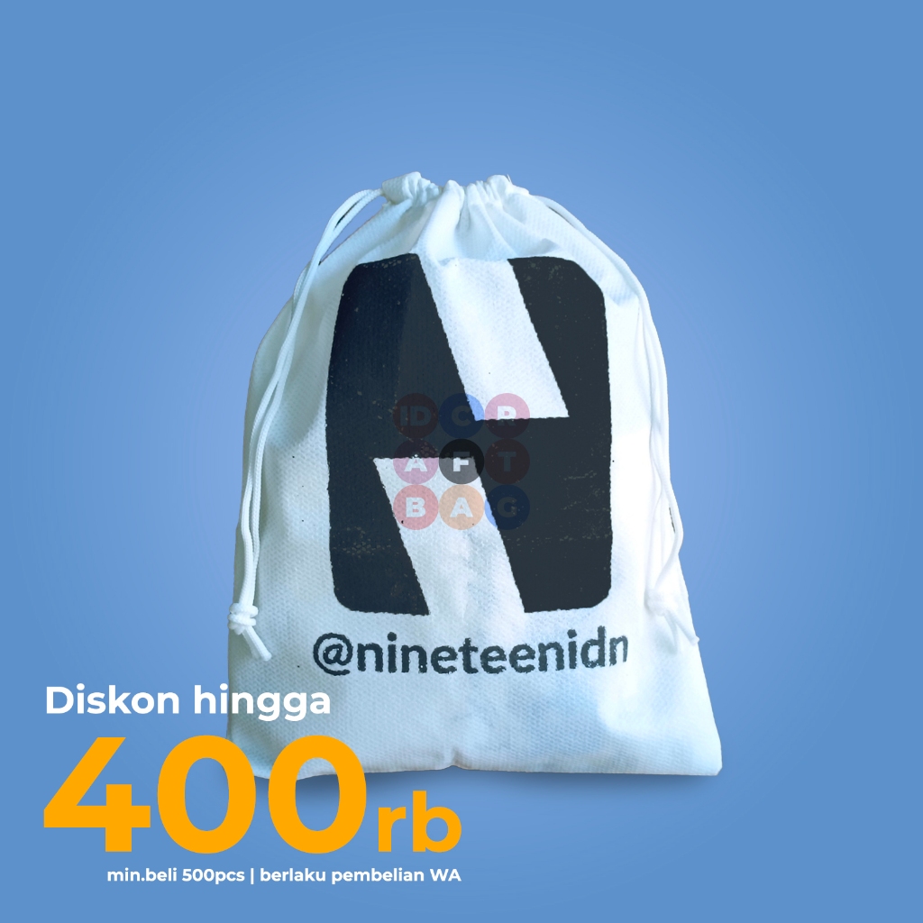 Custom Pouch Serut Spunbond - Kantong Serut Spunbond Custom Desain - Souvenir Custom