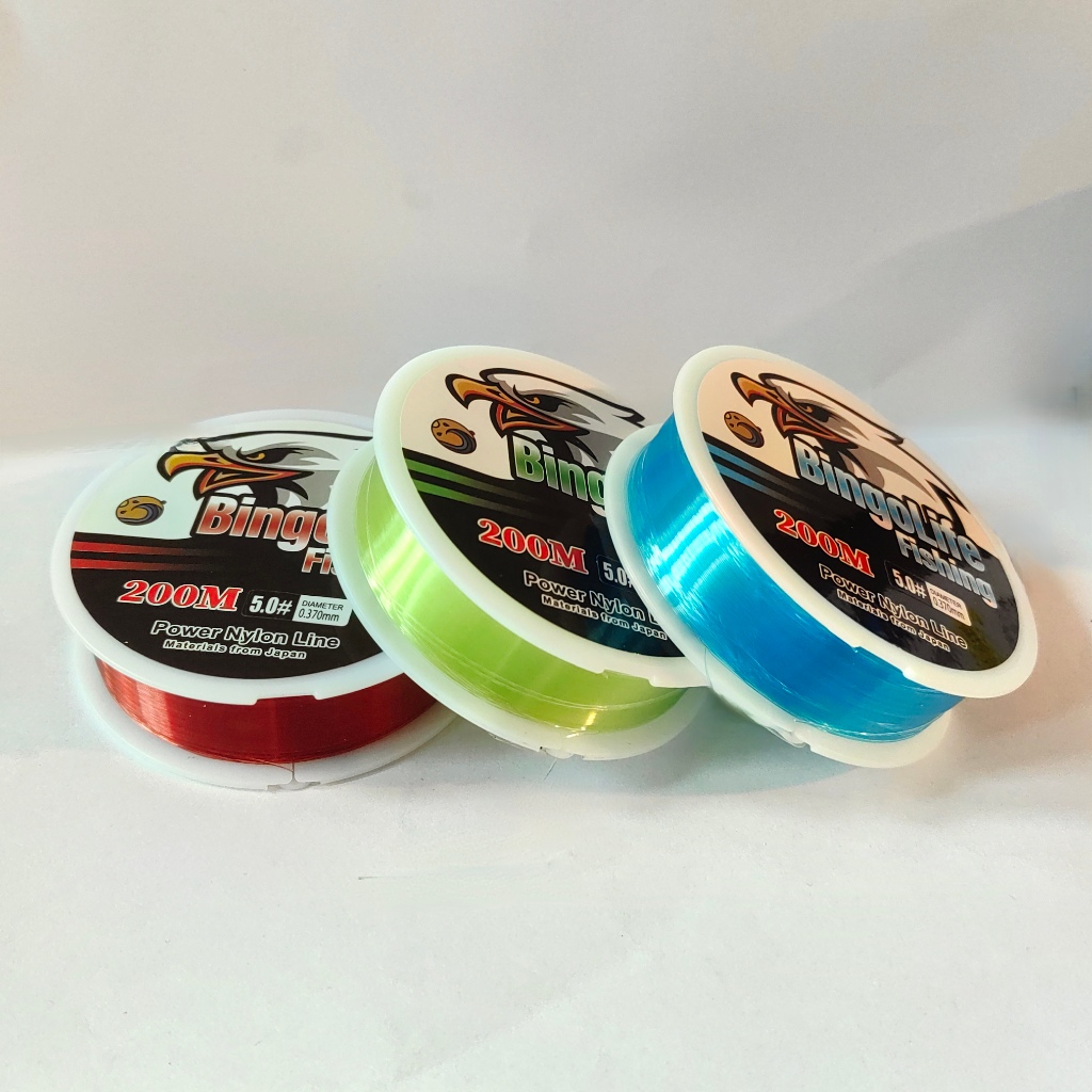 Senar Pancing 200m Kuat Anti Keriting Tahan Lama Biru Langit Hijau Zamrud Merah Mulus 1.4kg~21kg Japanese Nylon Monofilament Fishing Line Alat Pancing