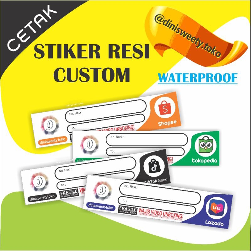 

STIKER LABEL RESI ONLINE SHOP CUSTOM isi 50pcs WATERPROOF / LABEL PENGIRIMAN