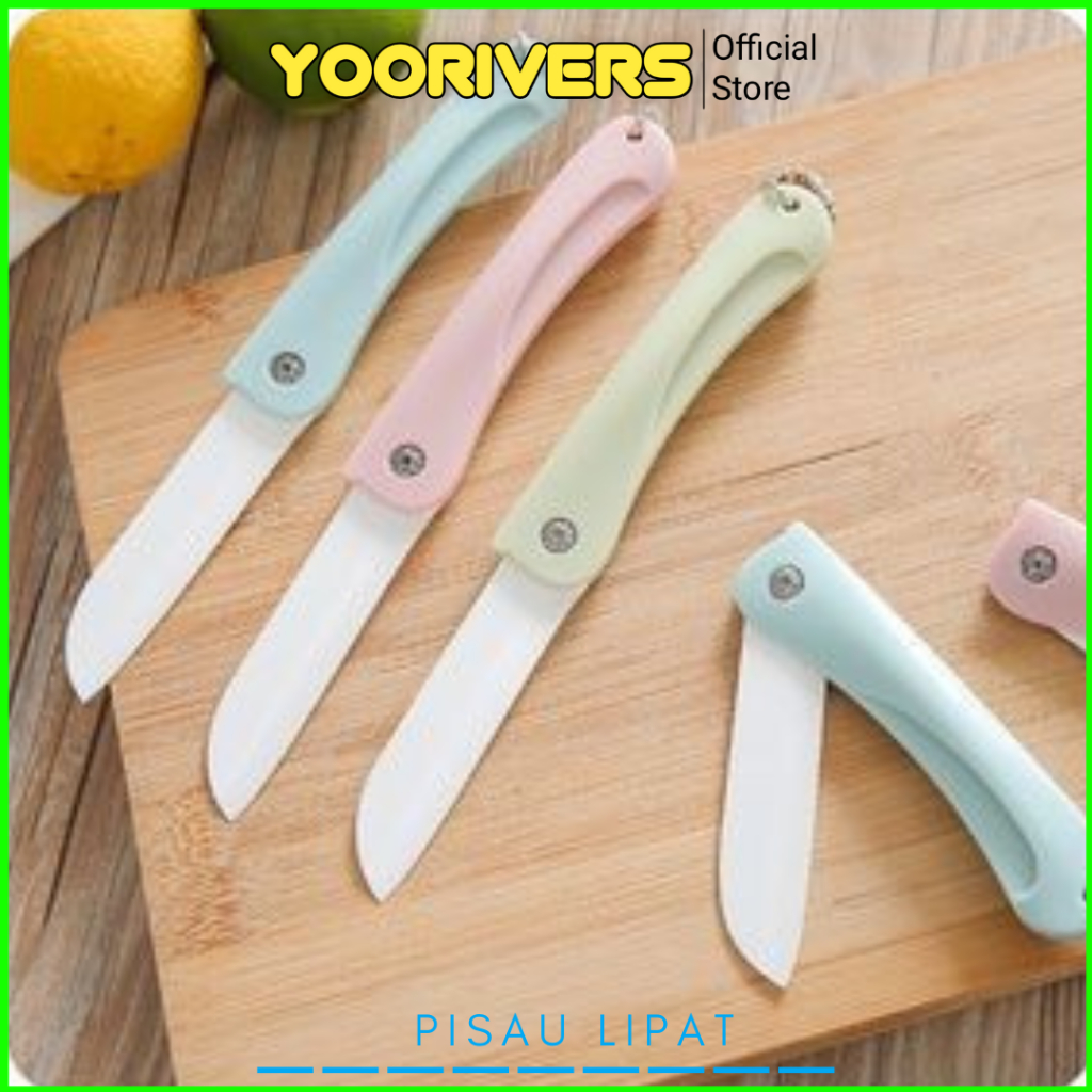 Pisau Lipat Mini Gagang Plastik/Silikon Pisau Stainless Pisau Dapur Tajam Lipat Pisau Mini Portable 