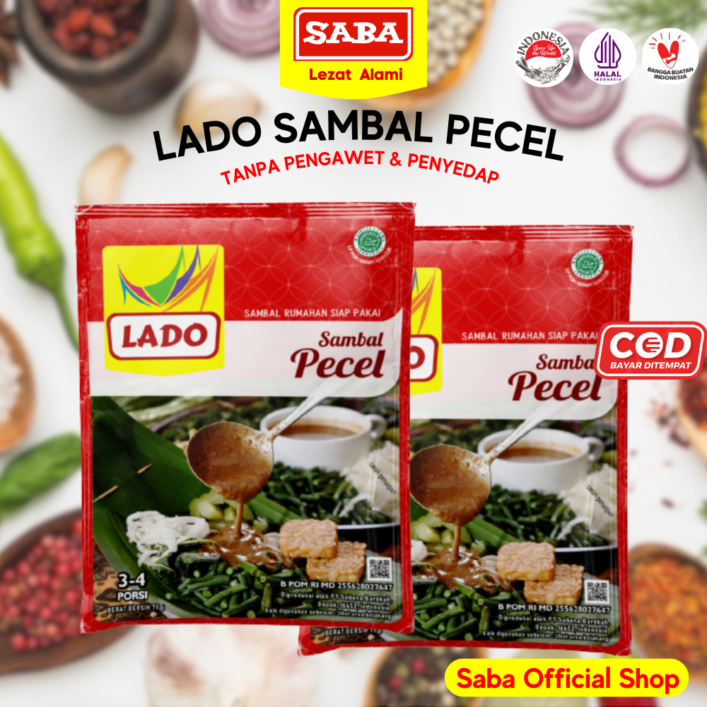 

SABA Lado Sambal Pecel 50 gram BPOM Sambal Kacang Warisan Nusantara Siap Pakai