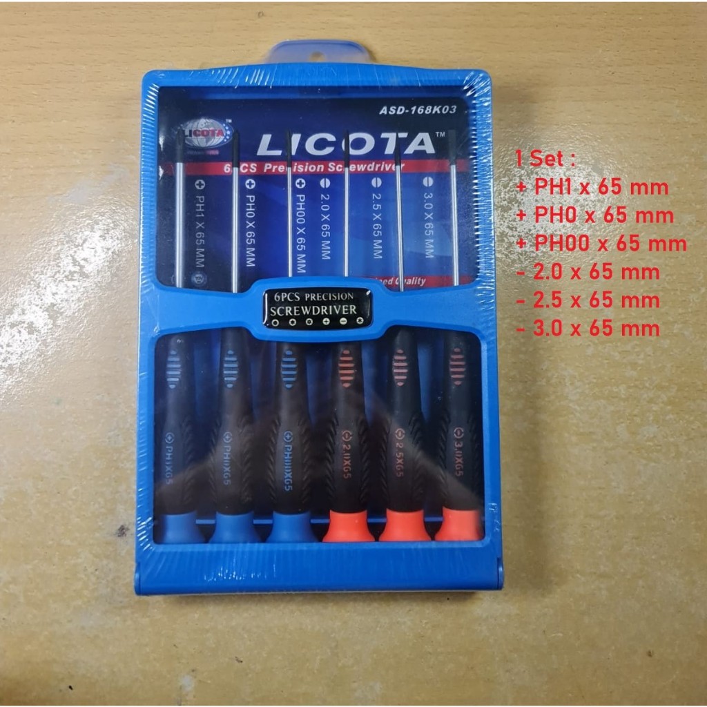 Obeng presisi set 6 pc Licota + - / 6 pc precision screwdriver + -