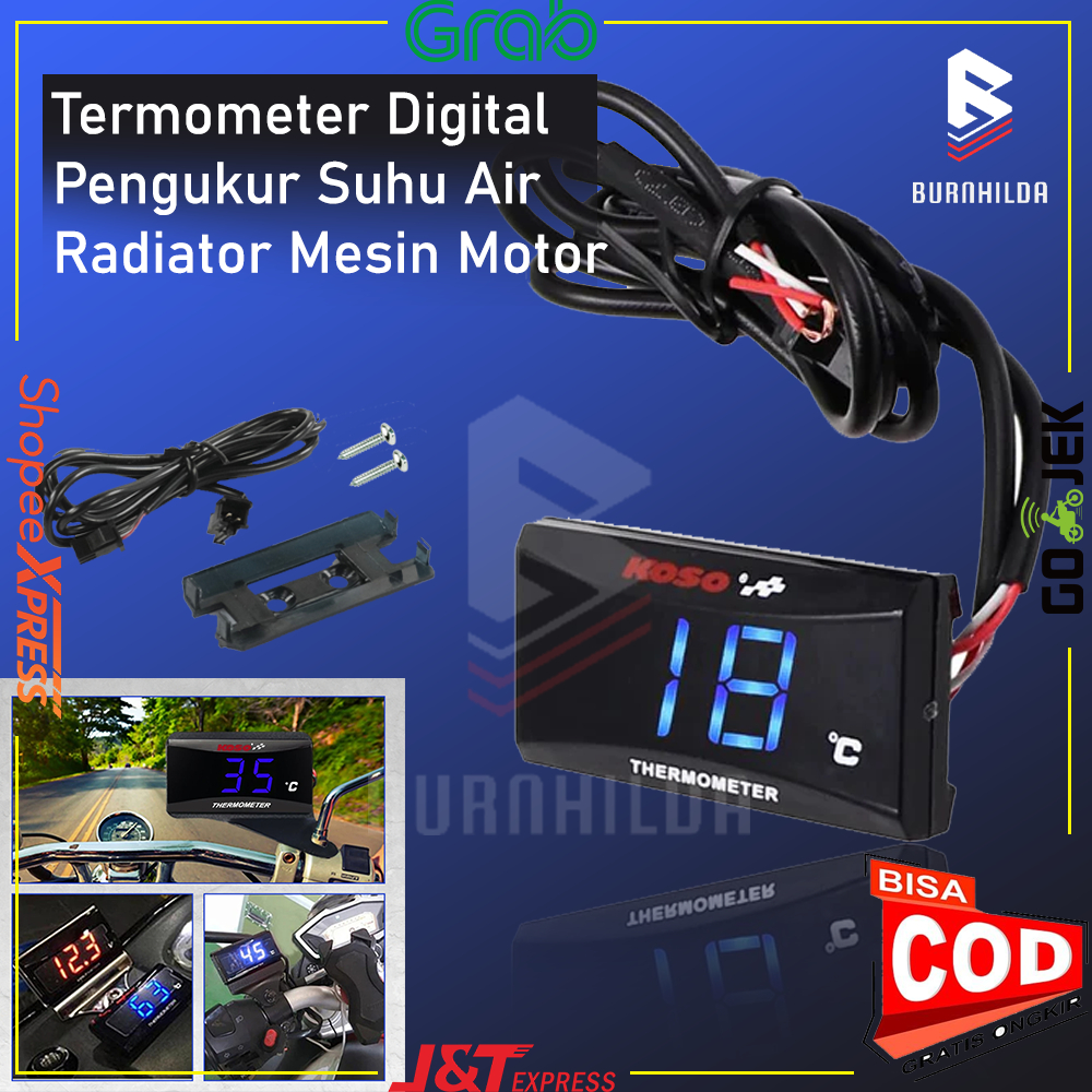 Termometer Digital Pengukur Suhu Air Radiator Mesin Motor mobil motor burnhilda