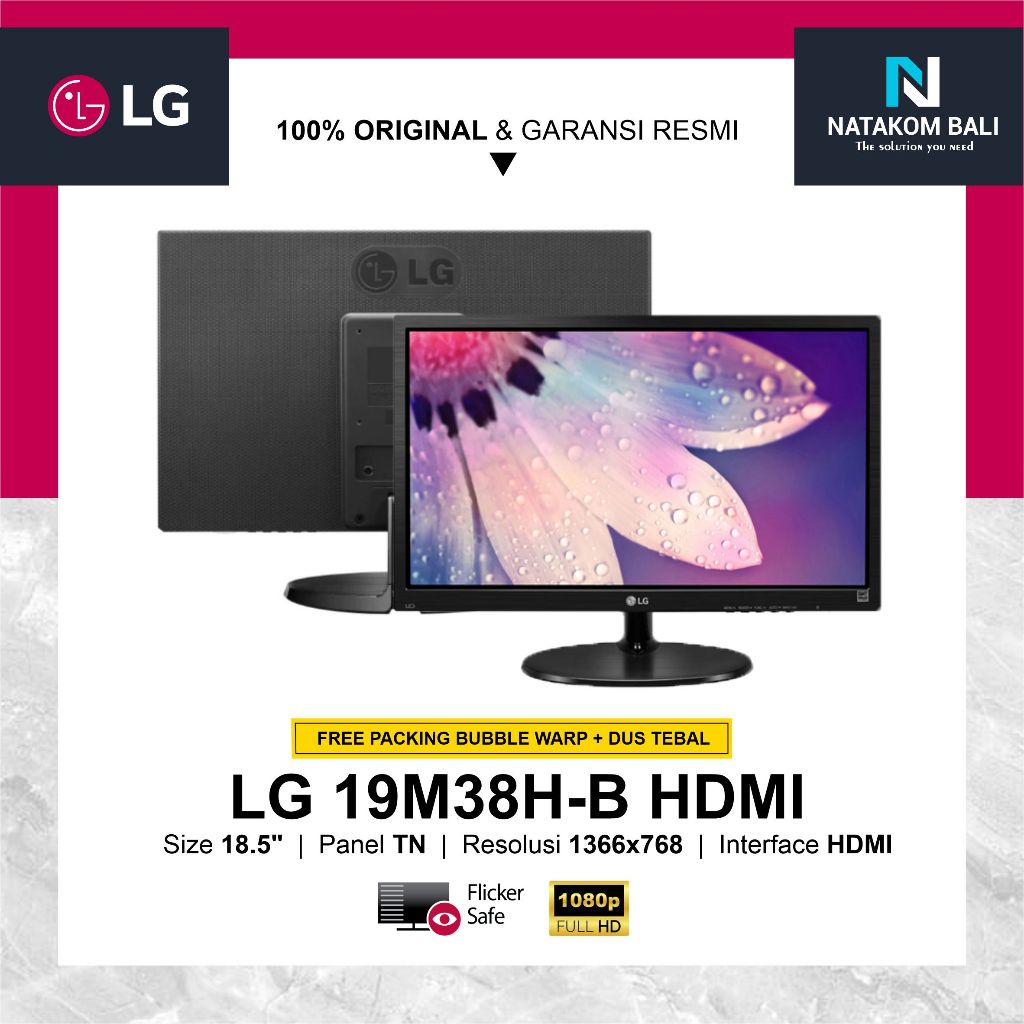 MONITOR LED LG 18.5" 19M38H-B HDMI / MONITOR 19" INCHI FOR HDMI