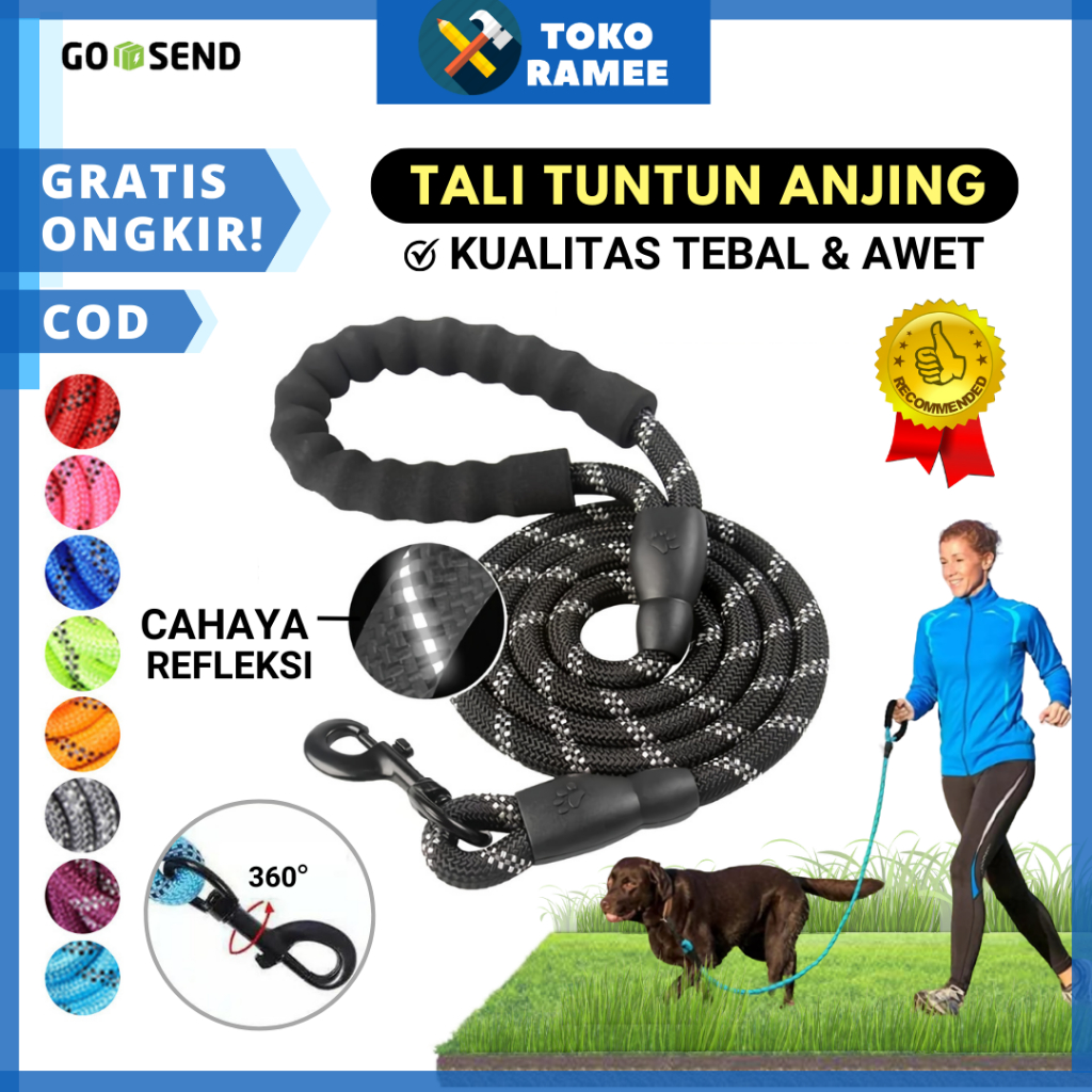 Tali Tuntun Anjing /  Leash Harness Anjing Panjang 1,2 cm x 12 Meter / 120 cm Rantai Rante Hewan Anj