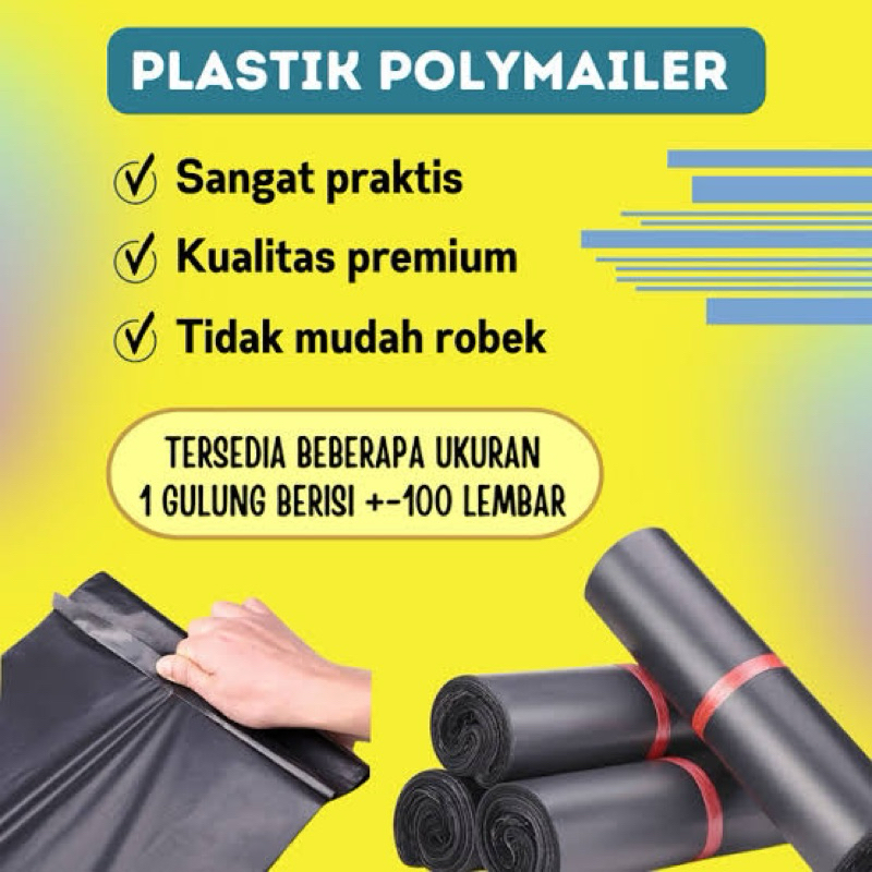 

Plastik Packing Plastik Polymailer Hitam 40 micron isi 100 Lembar