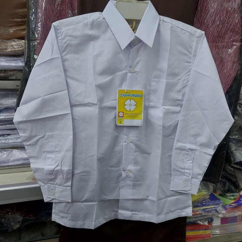 Hem Putih Panjang Seragam Sekolah Cerah Purnama