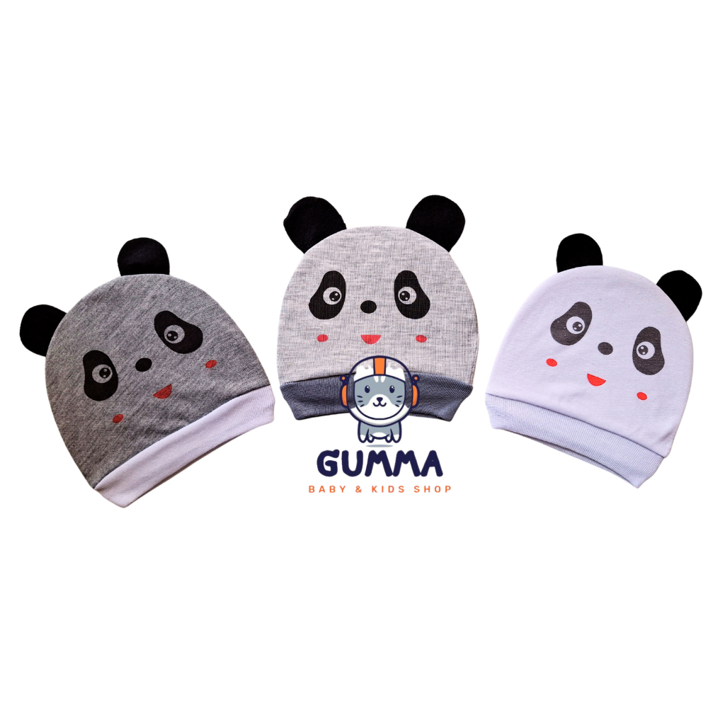 TOPI BAYI OLALA PANDA ~ KUPLUK BAYI BARU LAHIR ~ TOPI BAYI NEWBORN ~ PERLENGKAPAN BAYI BARU LAHIR ~ 