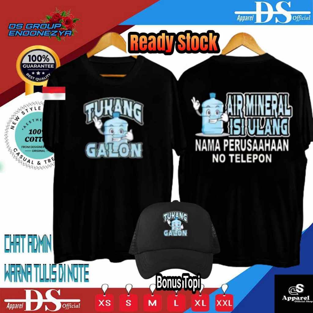 KAOS SABLON TUKANG GALON AIR MINERAL BISA REQUEST NAMA PERUSAHAAN BAHAN COTTON COMBED