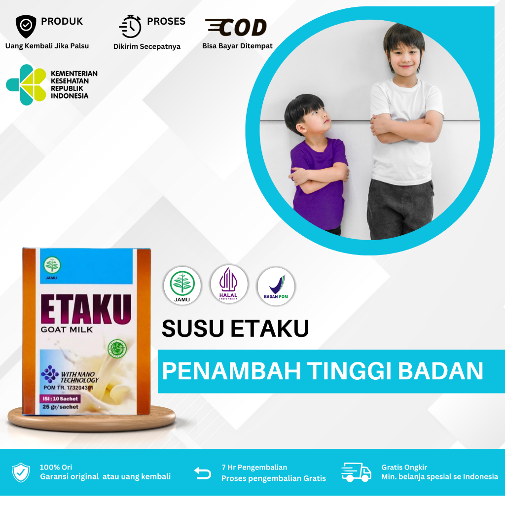 

Susu Peninggi Badan - Susu Etaku - Peninggi Badan Terlaris / susu penambah tinggi badan / penambah tinggi badan cepat / suplemen penambah tinggi badan / vitamin penambah tinggi badan / penunjang pertumbuhan / hyper grow / peninggi badan bpom