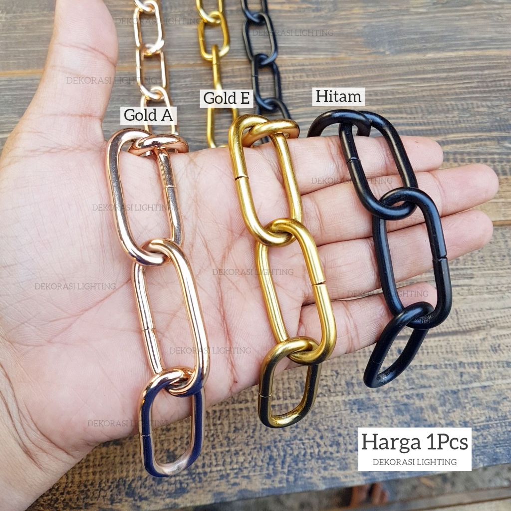 Rantai 3meter 4meter untuk lampu gantung warna hitam dan gold size large dekorasi