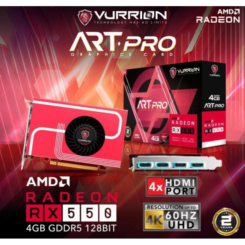 VGA AMD VURRION RX 550 4GB DDR5 128BIT ART PRO HDMI