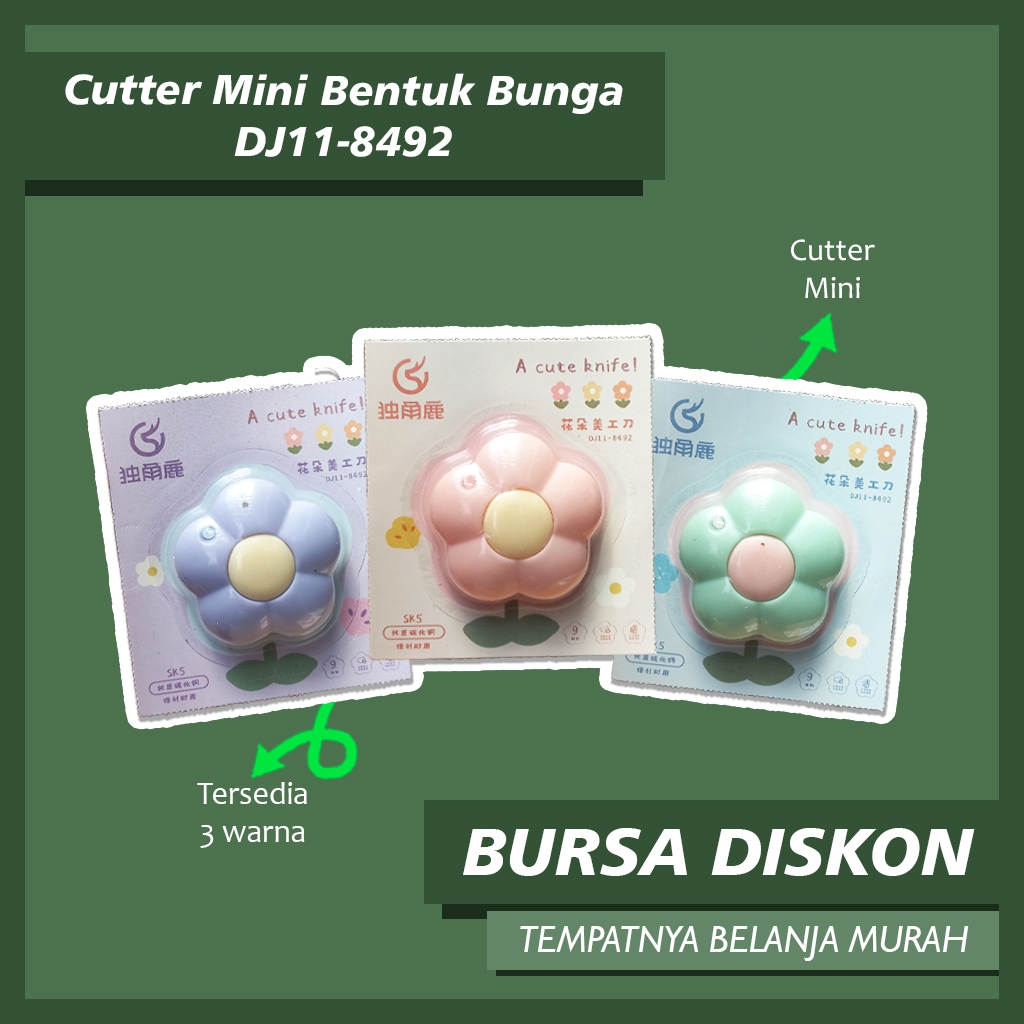 

Cutter Mini Bentuk Bunga DJ11-8492 Cuter Kater Pemotong Kertas Kater Motif Mini Karakter Lucu Small Knife Pisau