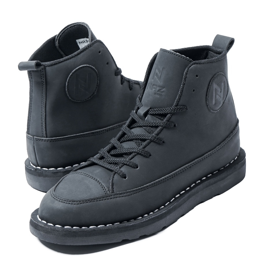 NEIMEN FULL BLACK - Sepatu Boots Pria High Quality Casual Shoes Cowok Original Naz