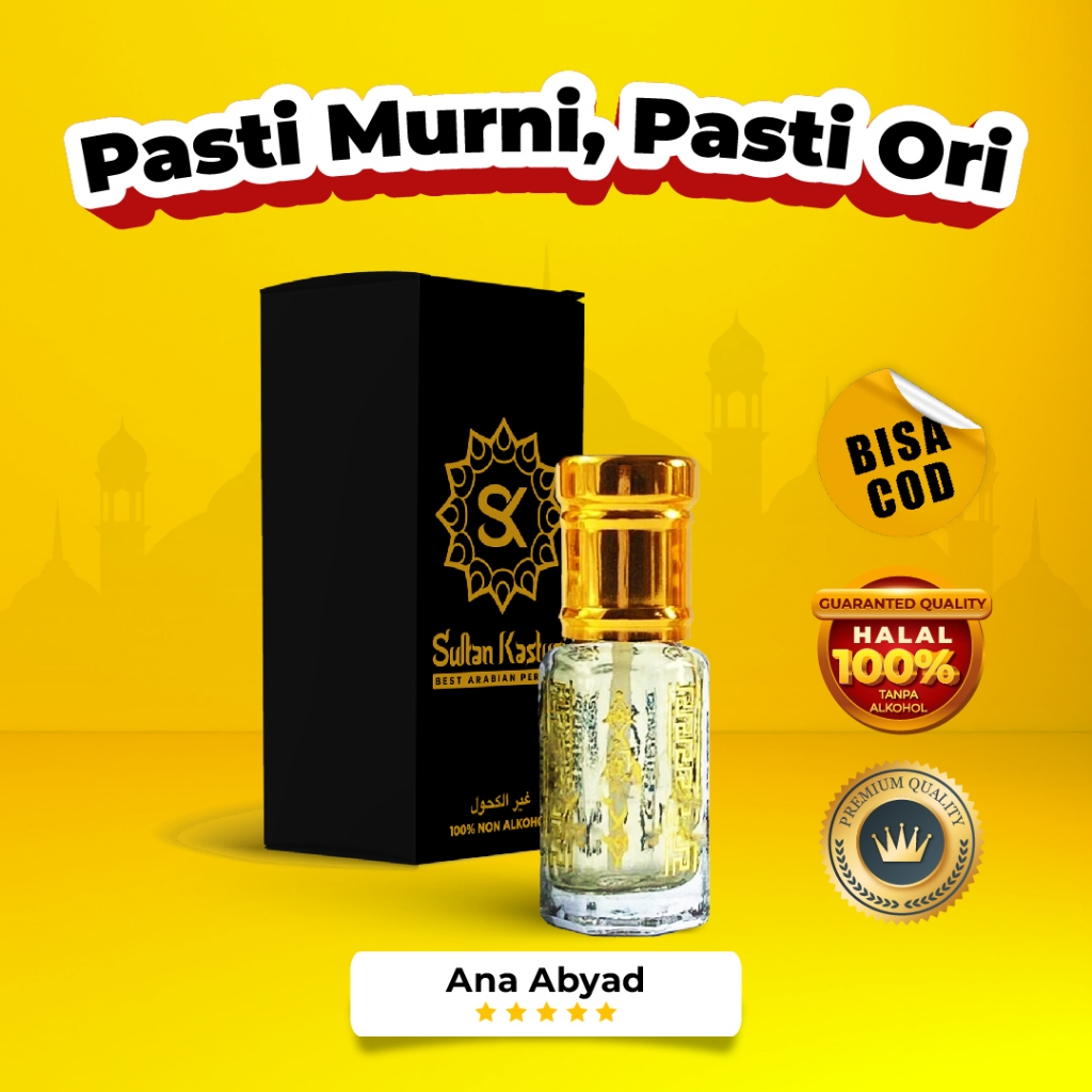 Ana Abyad - Minyak Wangi Arab Ana Abyad Sultan Kasturi Parfum Roll on 6ml Parfume Sholat Aroma Mewah lembut Menenangkan Bisa COD Gratis Ongkir Promo Cashback Minyak Wangi Asli Tahan Lama Non Alkohol