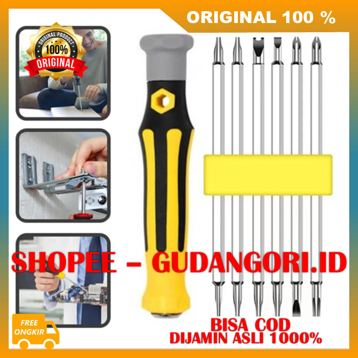 Obeng 12 in 1 Obeng Bolak Balik 12 Mata Obeng Set Bolak Balik ORIGINAL